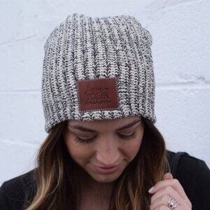 Love Your Melon Women's Black White Speckled Beanie Hat